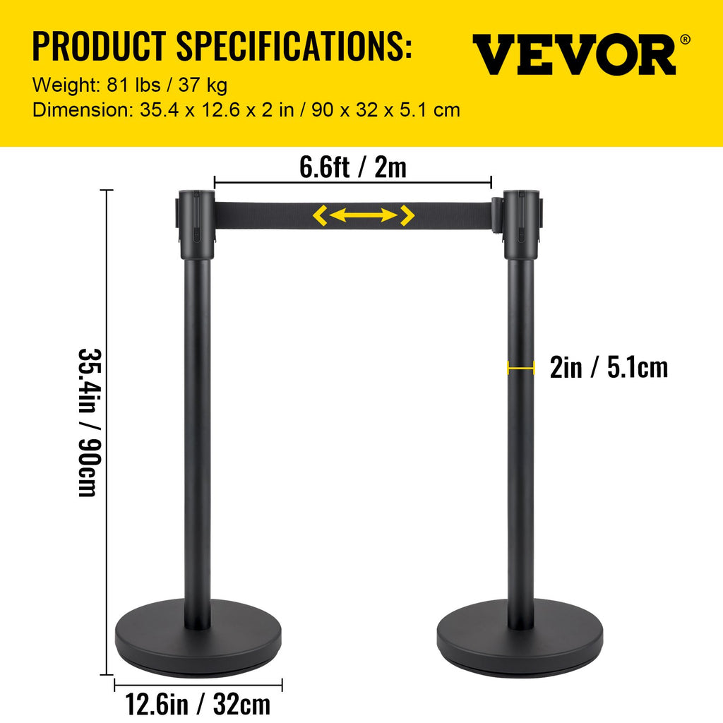Eilių atitvarai VEVOR Heavy Duty, 6 vnt. rinkinys su 2 m juostomis