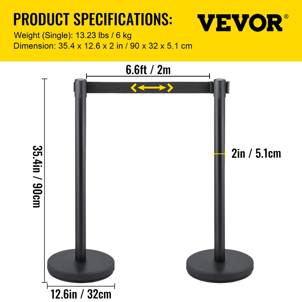 Atitvarų stulpeliai VEVOR Heavy Duty, 6 vnt. komplektas su 2 m juostomis