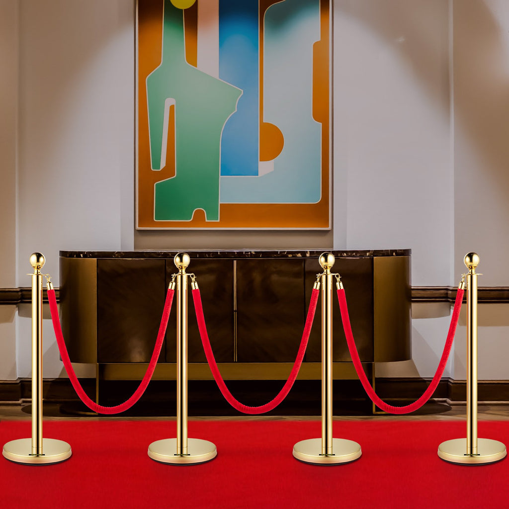 Eilių valdymo atitvarai VEVOR Gold Stanchions, 4 vnt. rinkinys