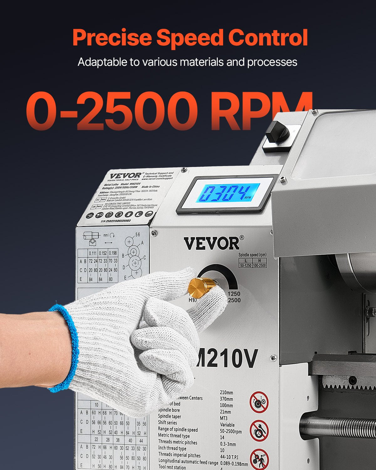 Metalo tekinimo staklės VEVOR WM210V, 550 W
