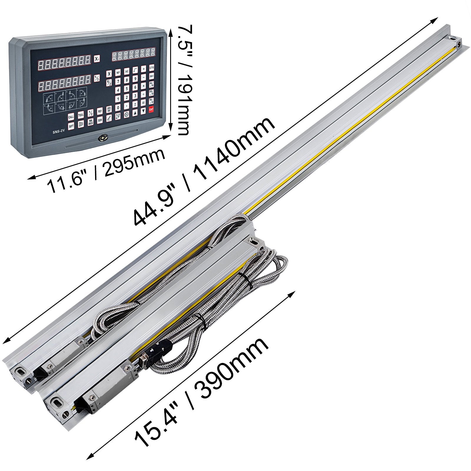 Skaitmeninė rodmenų sistema (DRO) VEVOR 2 ašių, 1000 mm ir 250 mm eiga