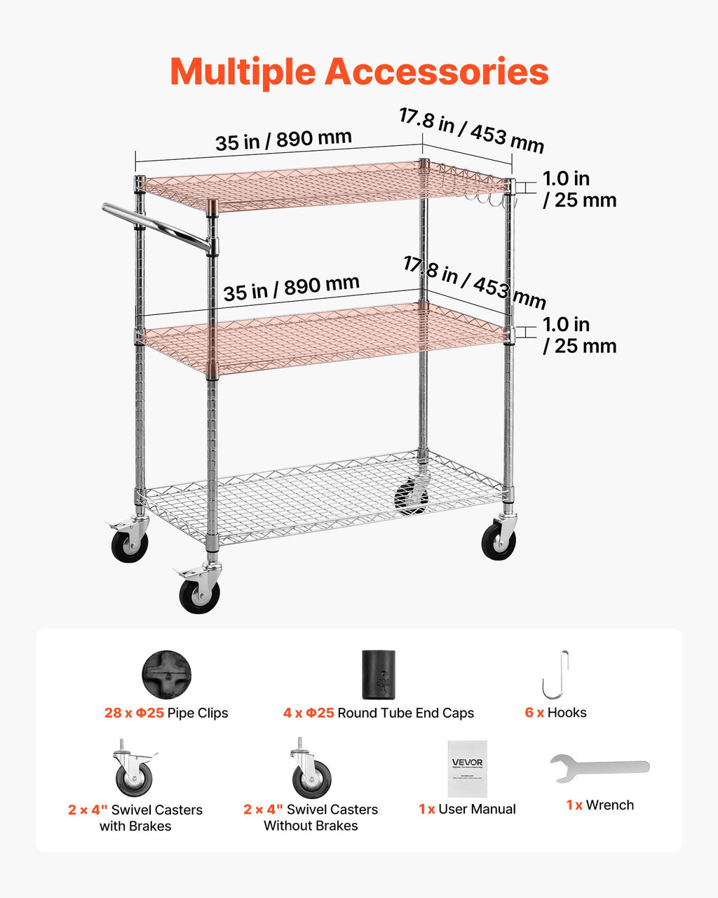 Virtuvinis vežimėlis VEVOR LX-C9395, 300 kg apkrova