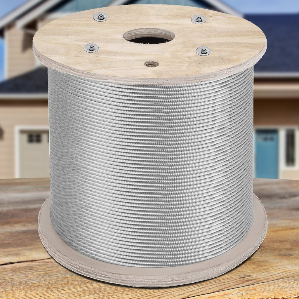 Plieninis trosas VEVOR T304 7x19, 6.4 mm x 61 m