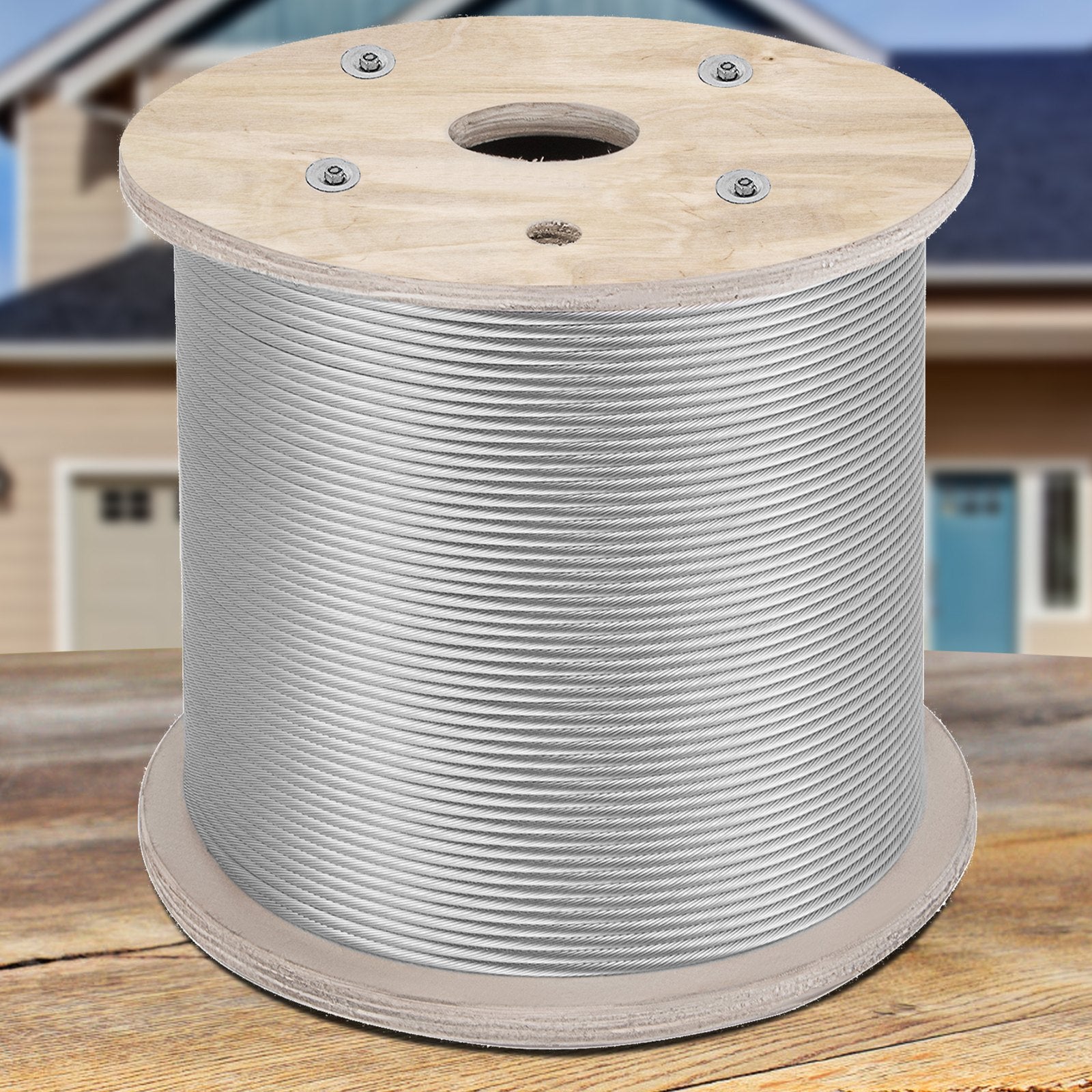 Plieninis trosas VEVOR T304 7x19, 6.4 mm x 61 m