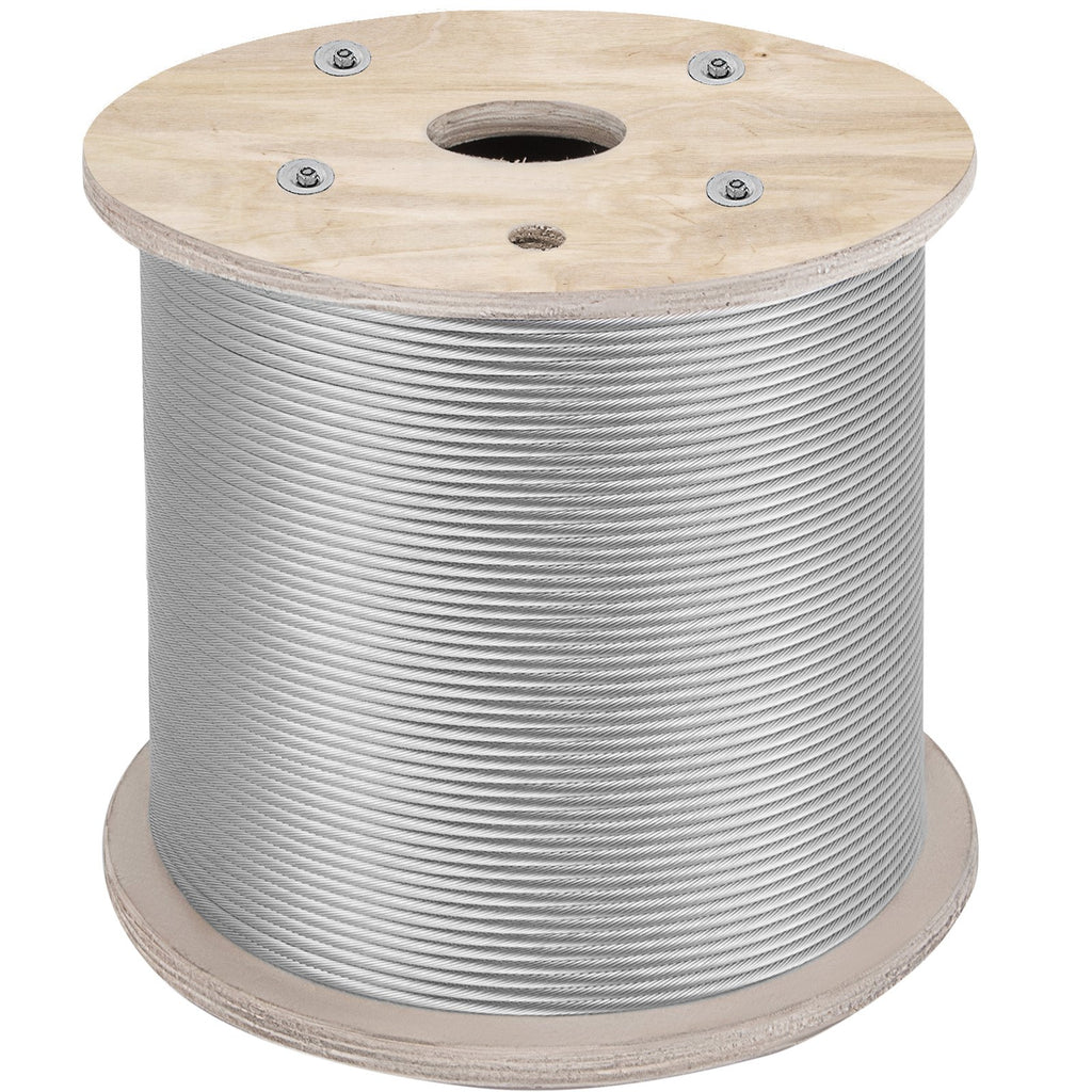 Plieninis trosas VEVOR T304 7x19, 6.4 mm x 61 m