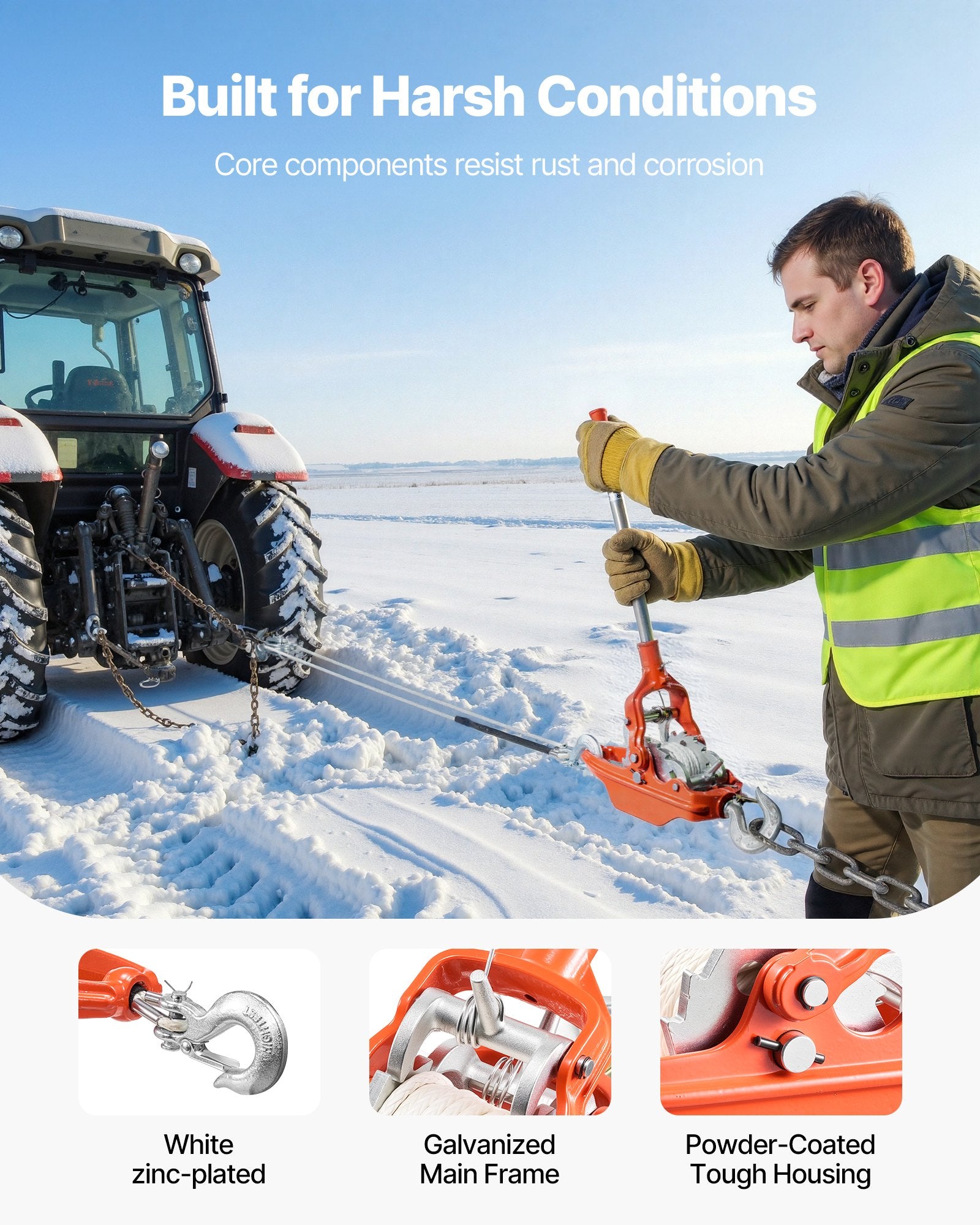 Rankinė virvinė gervė VEVOR KCJX-3T, 3 tonų galia