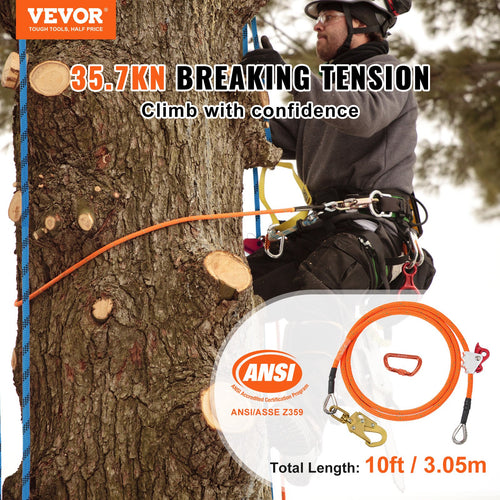 Arboristinis saugos lynas VEVOR ROPE-G-127-10, 12,7 mm