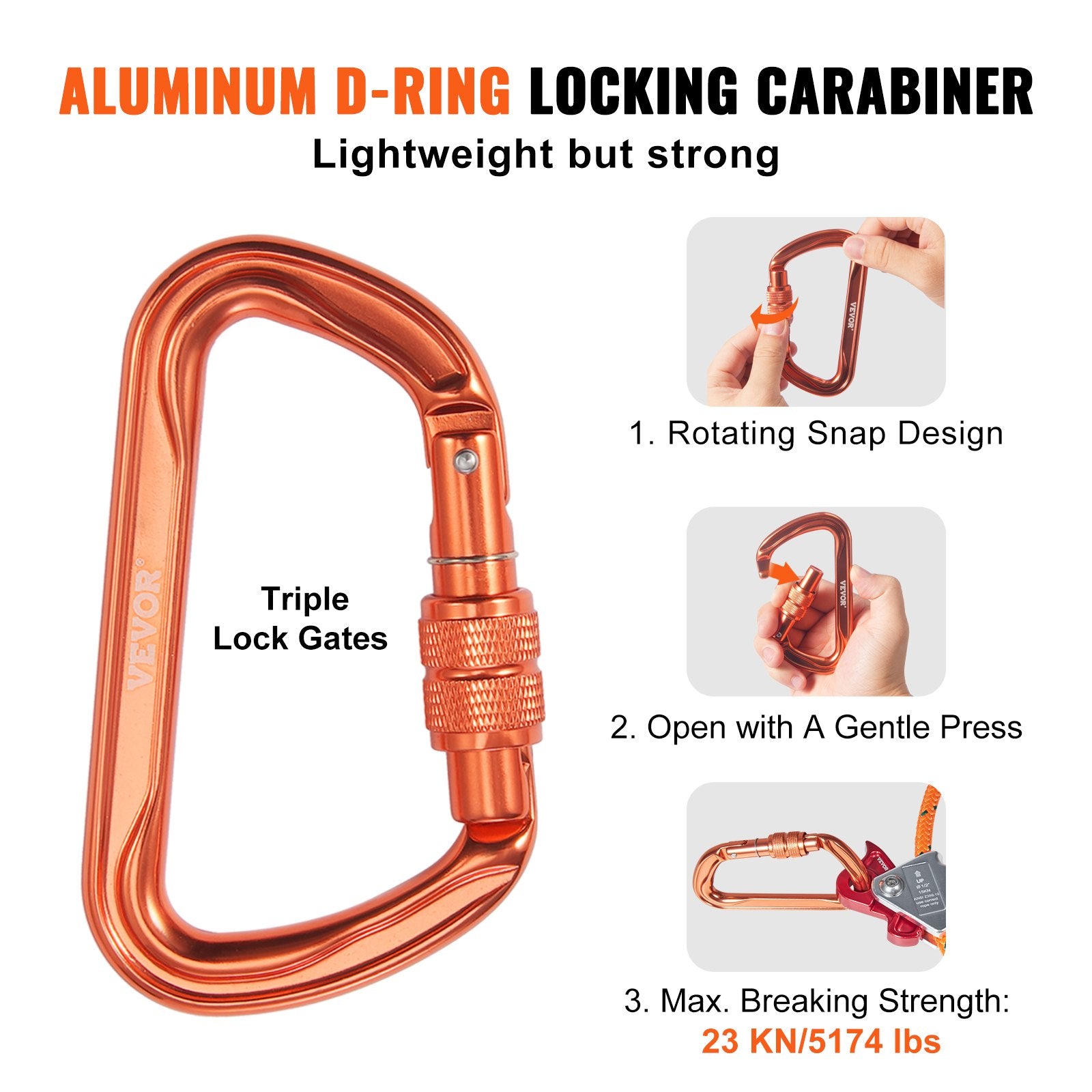 Arboristinis saugos lynas VEVOR ROPE-G-127-10, 12,7 mm