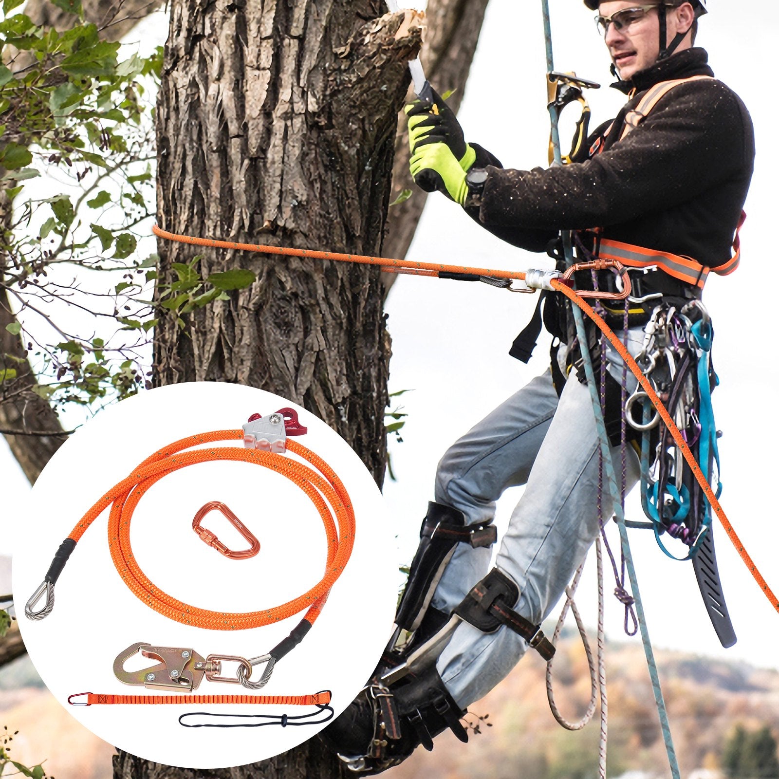 Arboristinis saugos lynas VEVOR ROPE-G-127-10, 12,7 mm