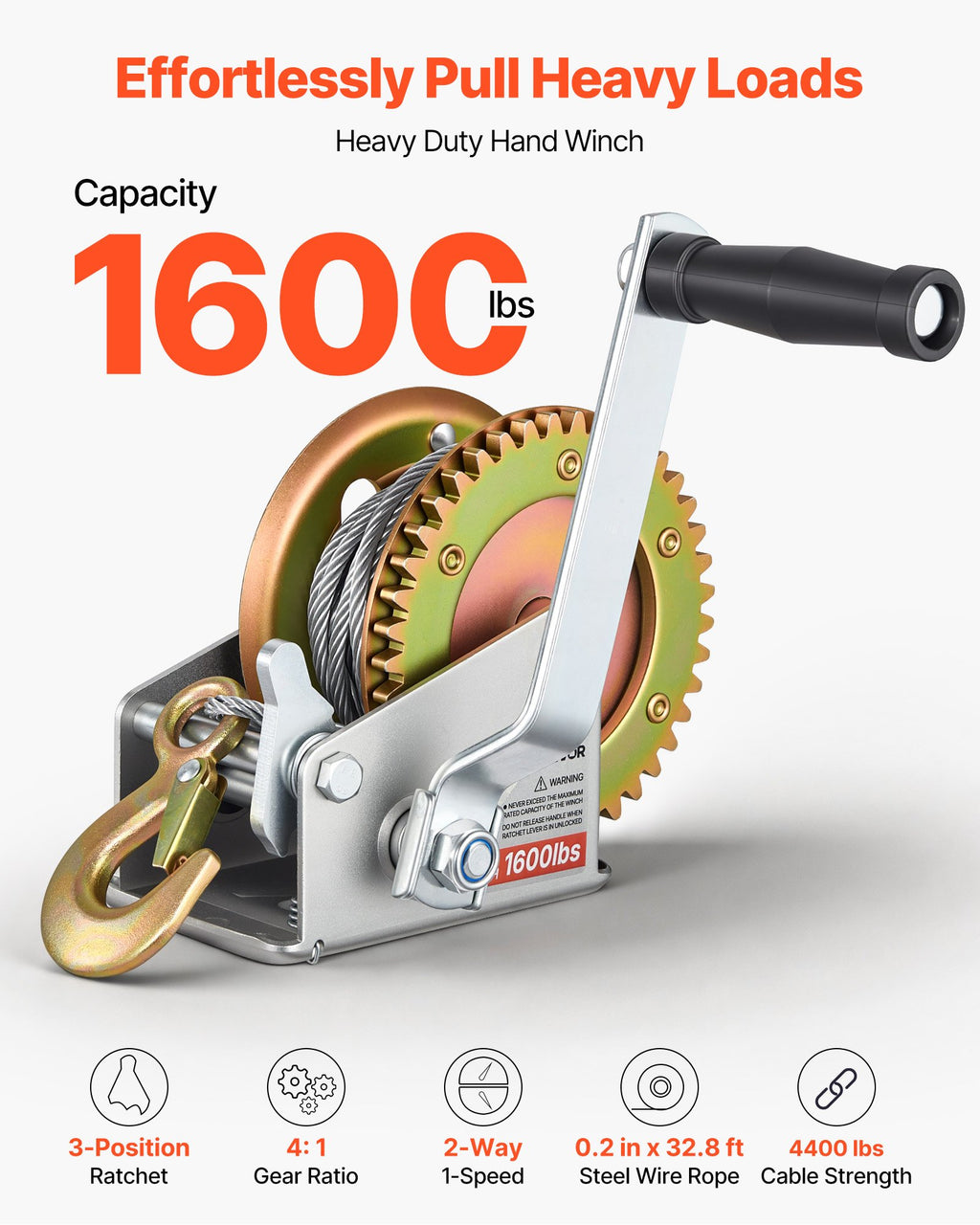 Rankinė gervė VEVOR HW1200A, 726 kg