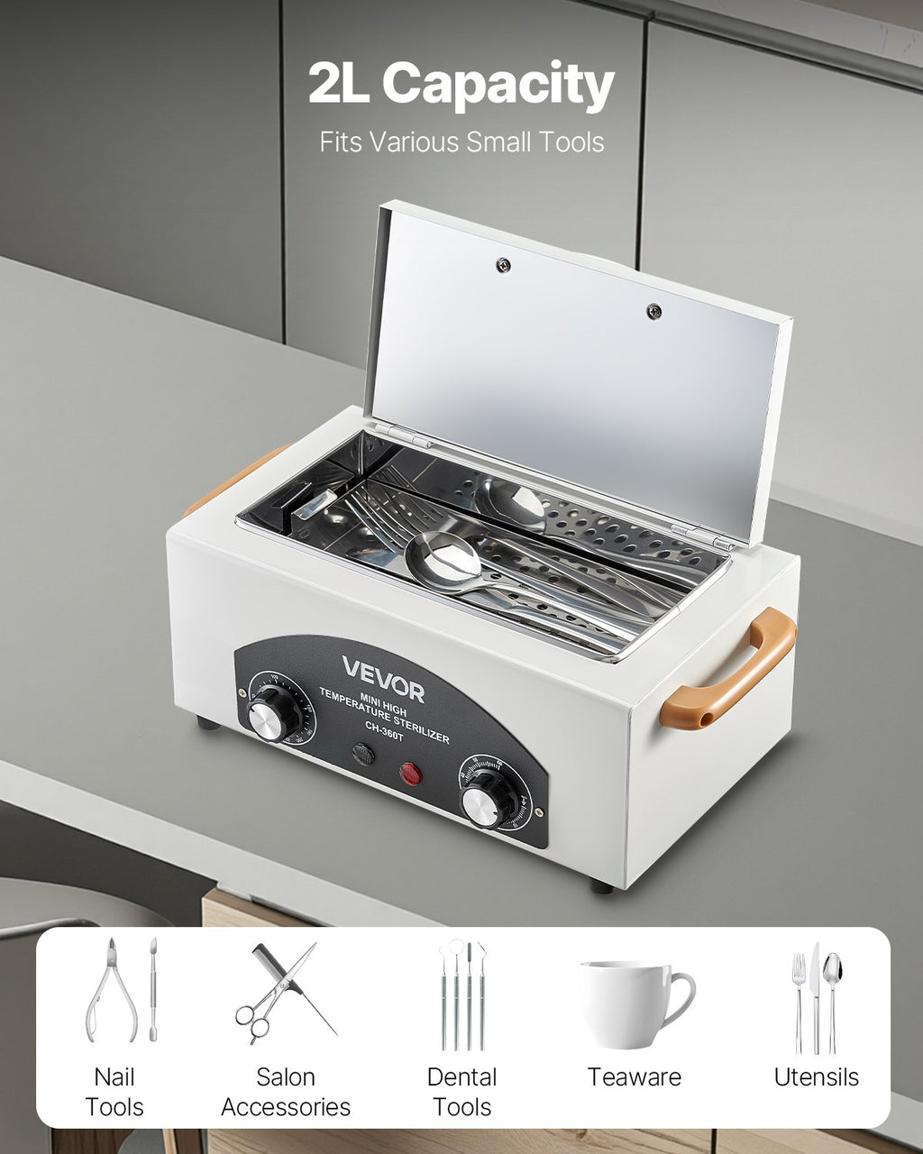 Aukštos temperatūros sterilizatorius VEVOR KH-360T, 2 l