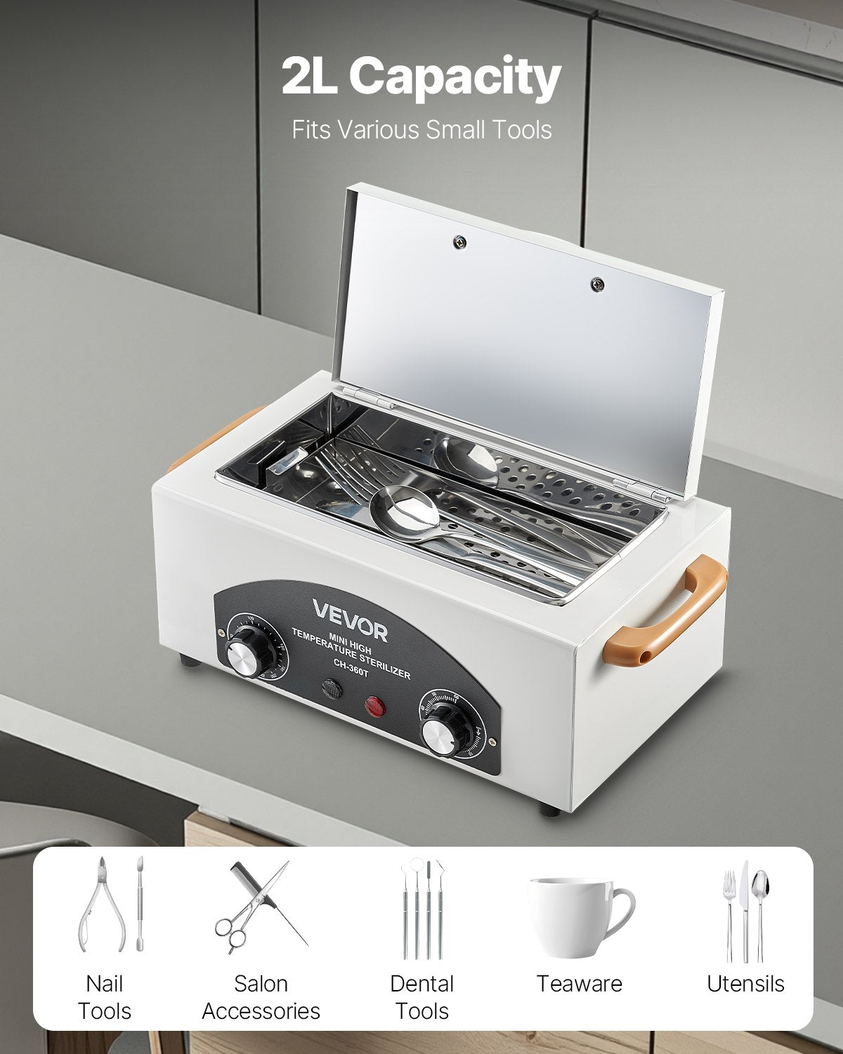 Aukštos temperatūros sterilizatorius VEVOR KH-360T, 2 l