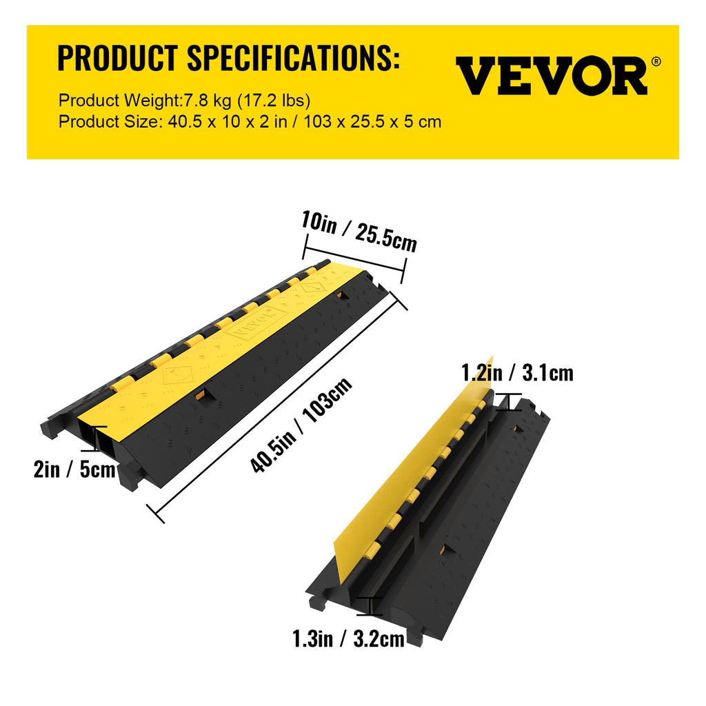 Guminė kabelių apsauga VEVOR GXB4TZ1000X250X50, 2 kanalų, 4 vnt.