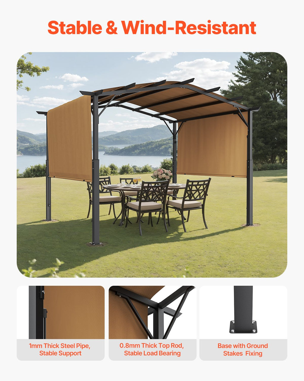 Lauko pergolė VEVOR L12ft*W10ft, 3,6 x 3 m