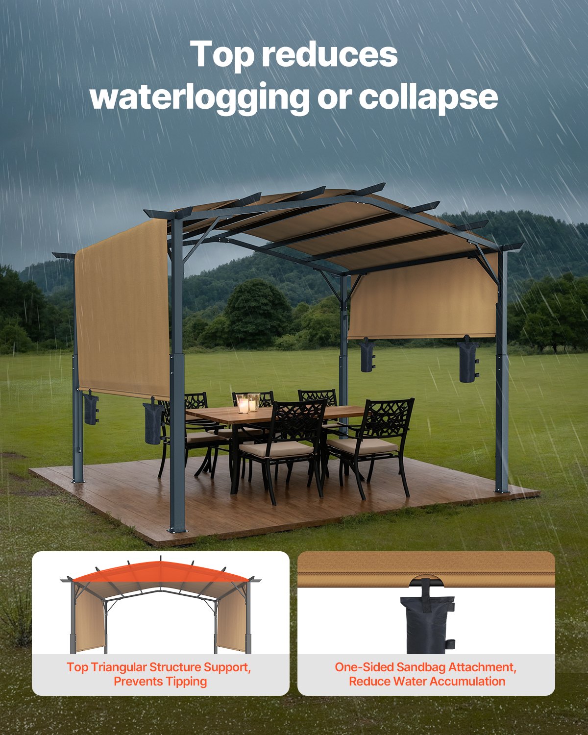 Lauko pergolė VEVOR L12ft*W10ft, 3,6 x 3 m