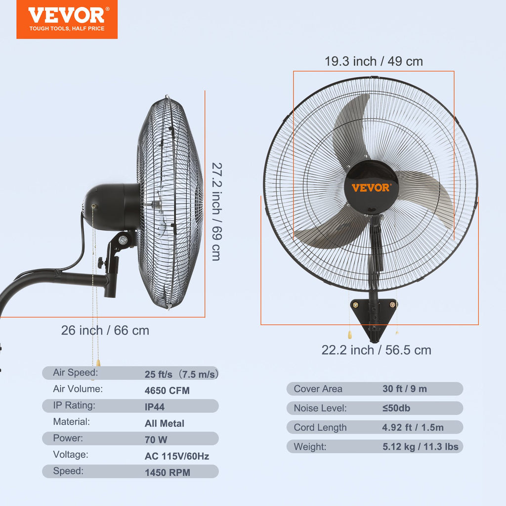 Sieninis ventiliatorius VEVOR VV-BGSFS20, 4650 CFM