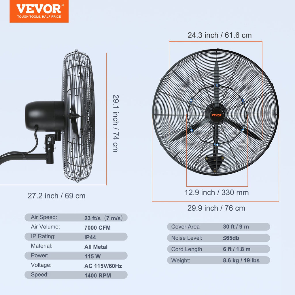 Sieninis drėkinimo ventiliatorius VEVOR VV-BGSFS24, 7000 CFM