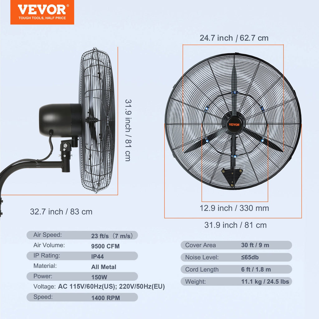Pramoninis drėkinantis ventiliatorius VEVOR VV-BGSFS30, 75 cm