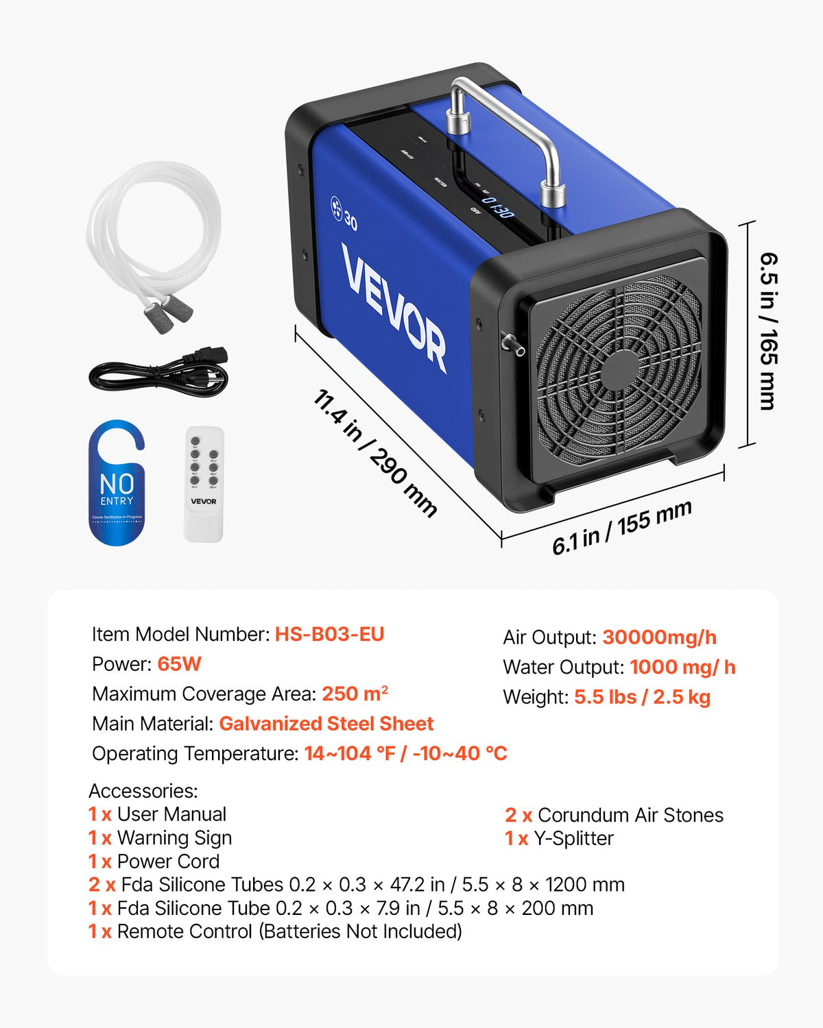 Ozono generatorius VEVOR HS-B03-EU, 30000 mg/h