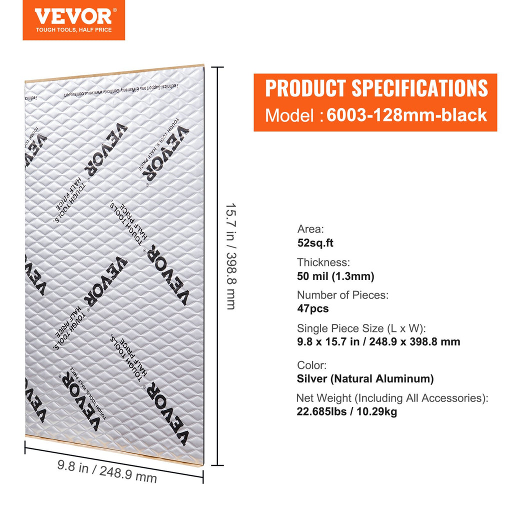 Automobilio garso izoliacija VEVOR 6003-128mm-black, 4,8 m²