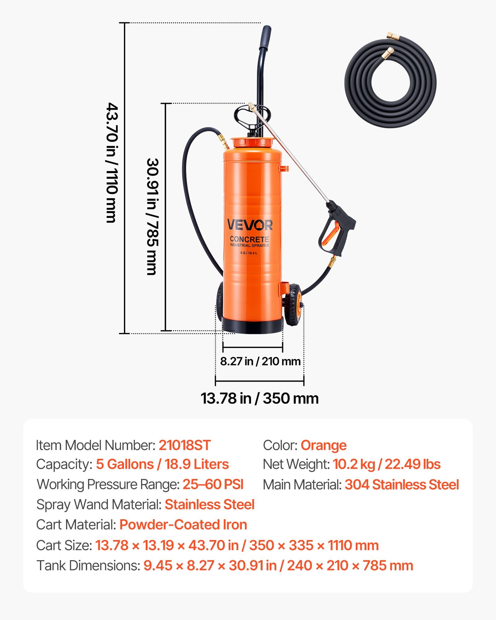 Pramoninis betono purkštuvas VEVOR 21018ST, 19 l talpa