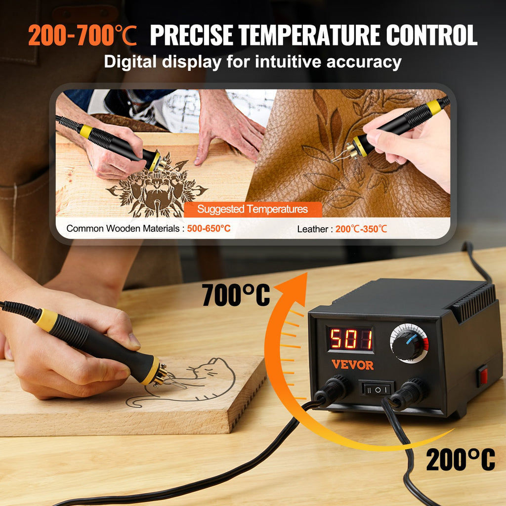 Medienos deginimo rinkinys VEVOR LH50, 200–700°C temperatūra
