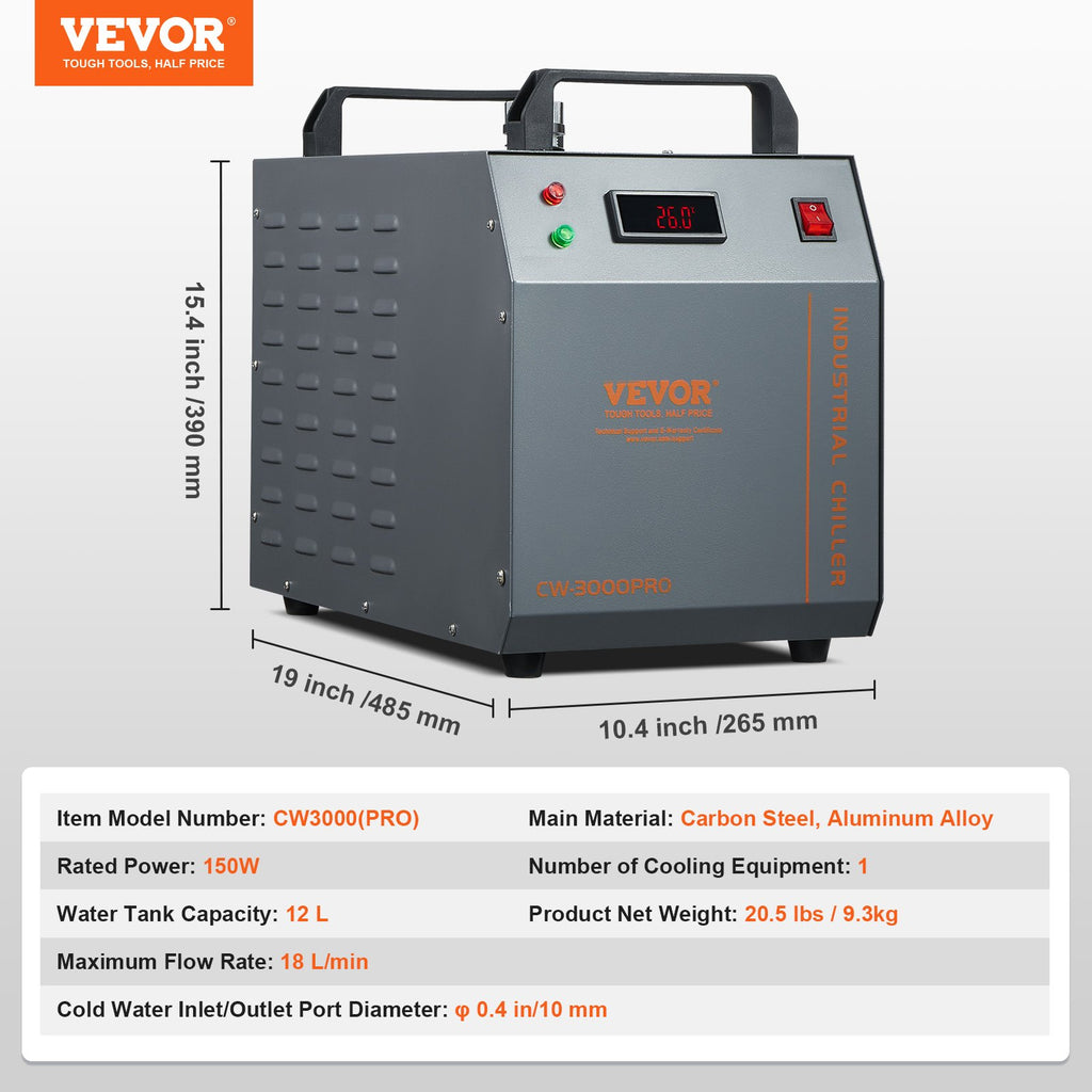 Pramoninis vandens aušintuvas VEVOR CW-3000(PRO), 12 l talpa