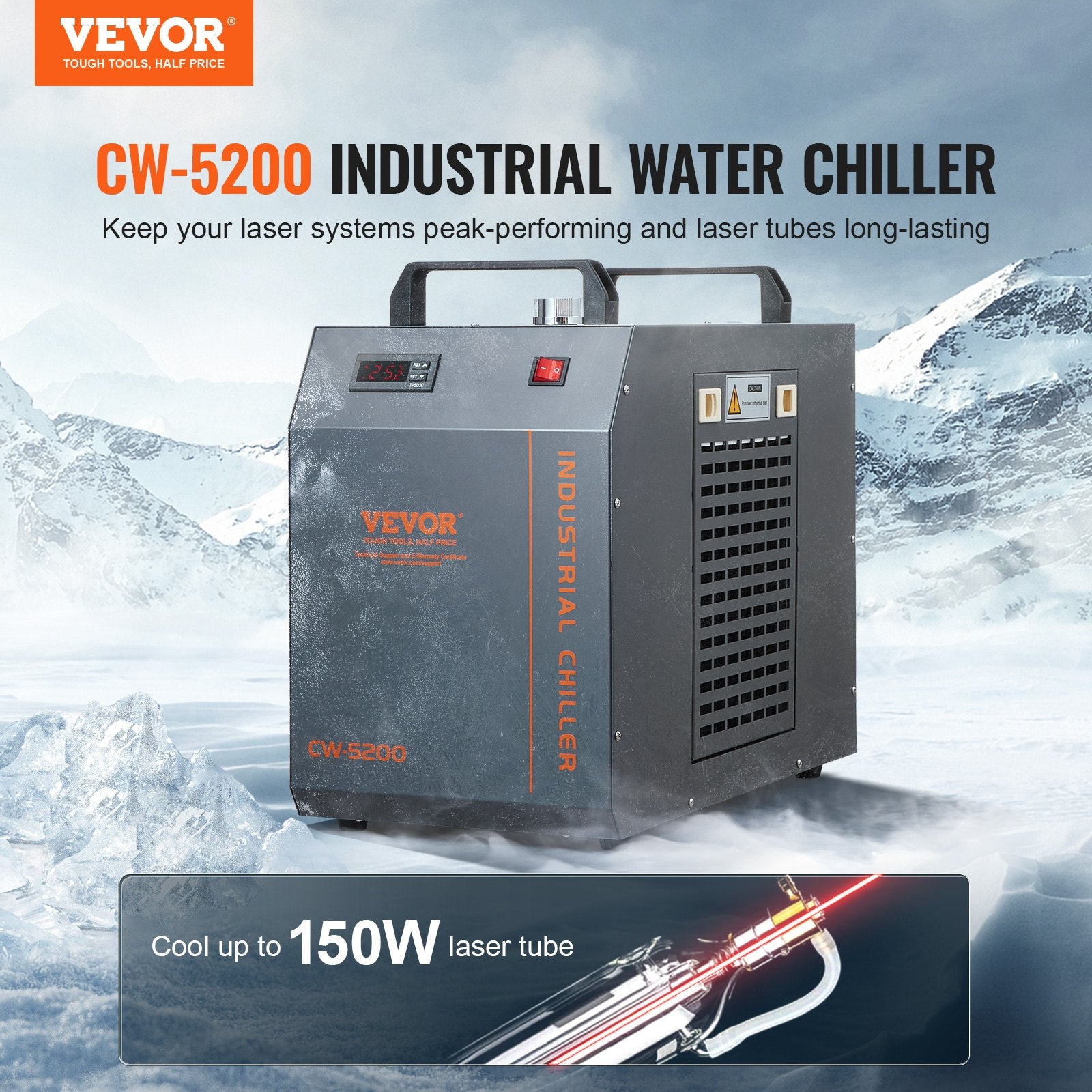 Pramoninis vandens aušintuvas VEVOR CW-5200, 1450 W aušinimo galia
