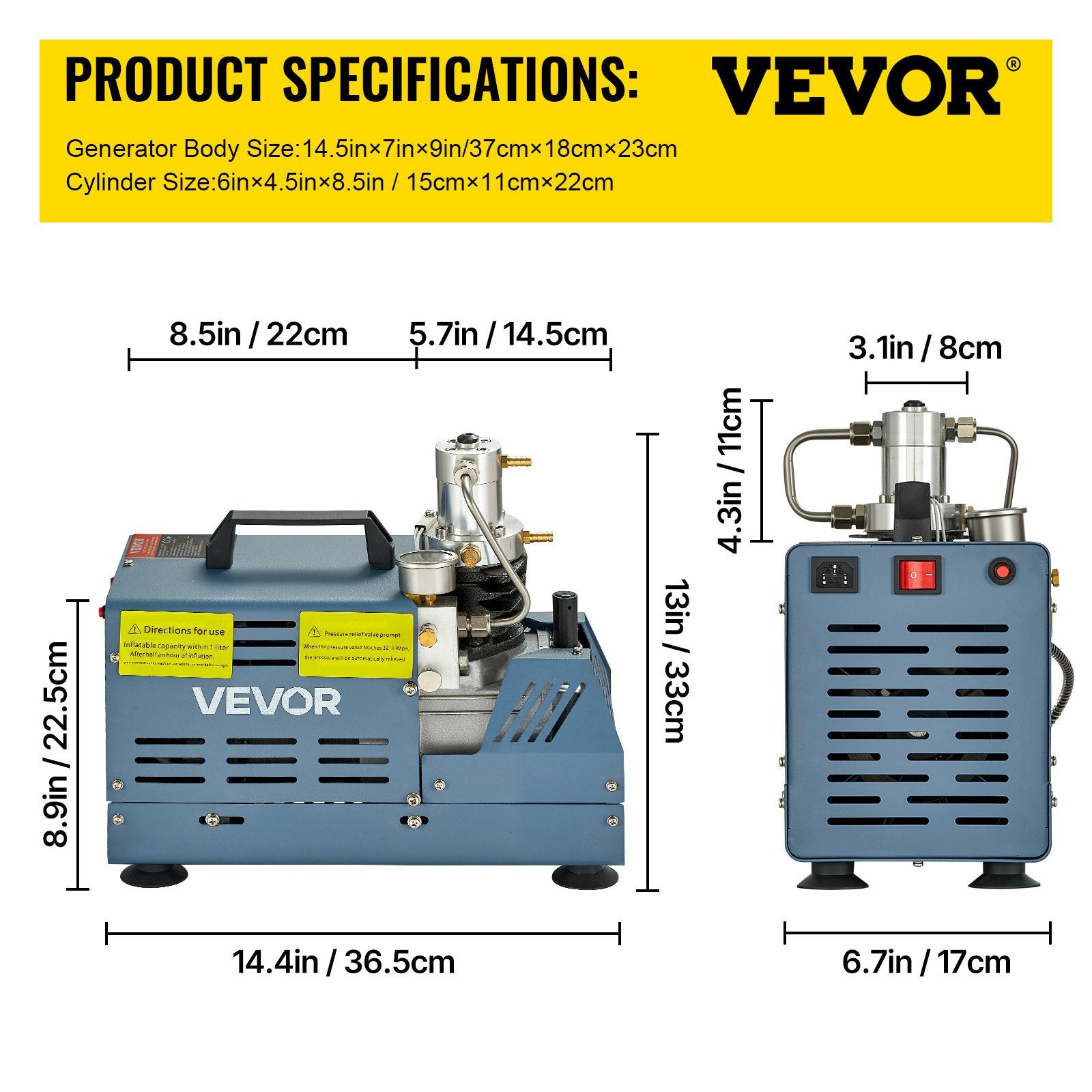 Aukšto slėgio kompresorius VEVOR GYDQBST1.8KWOC, 1800W