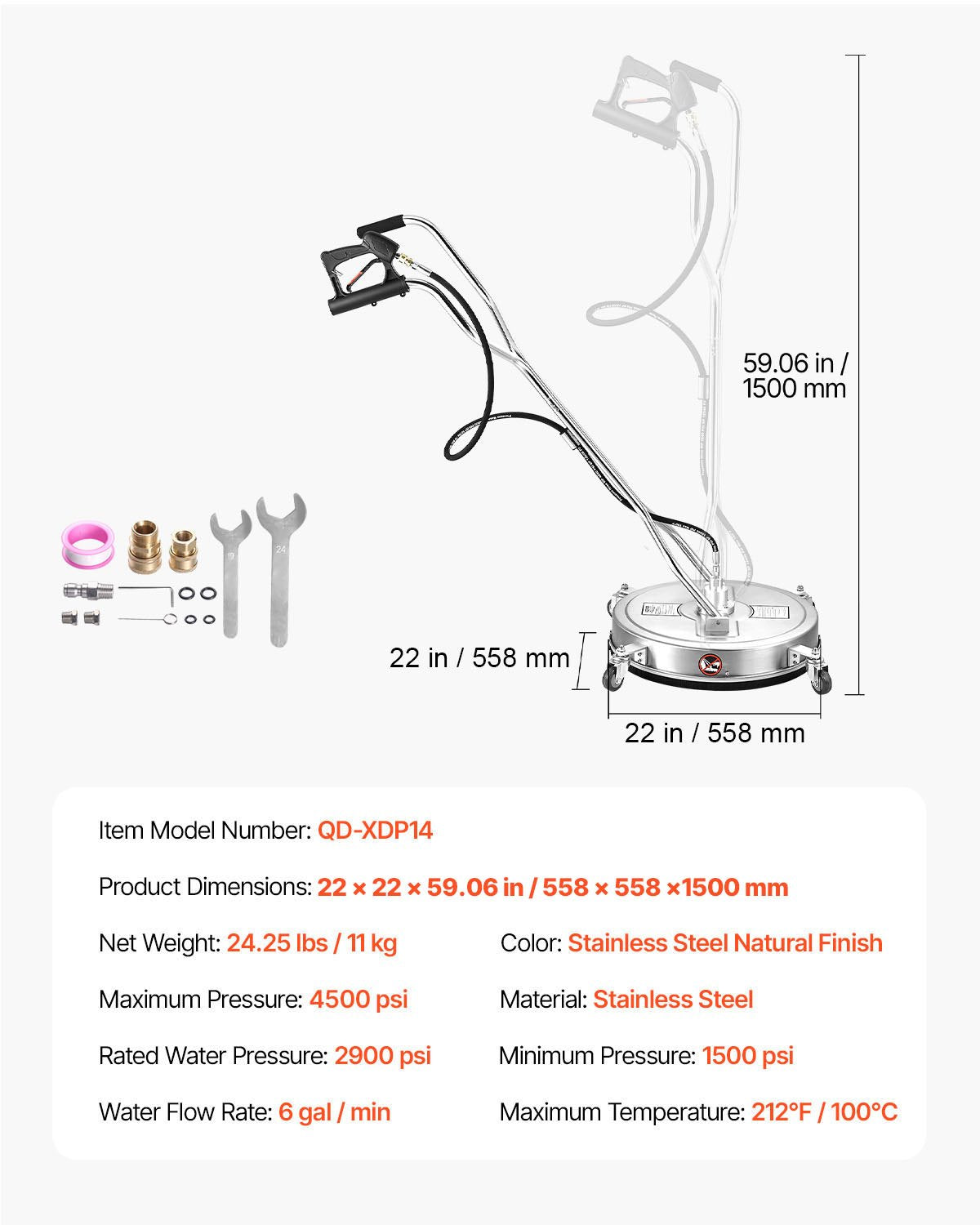 Paviršių valymo įrenginys VEVOR QD-XDP14, 56 cm