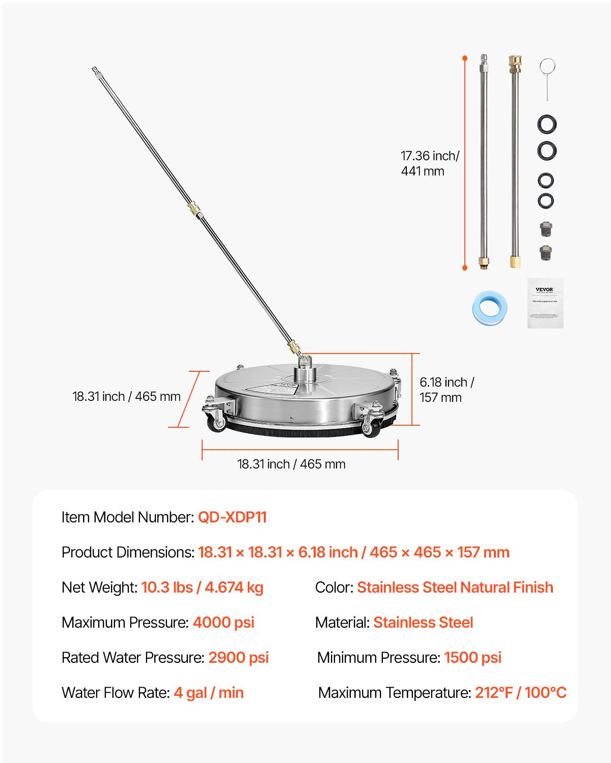 Paviršių valiklis VEVOR QD-XDP11, 4000 PSI