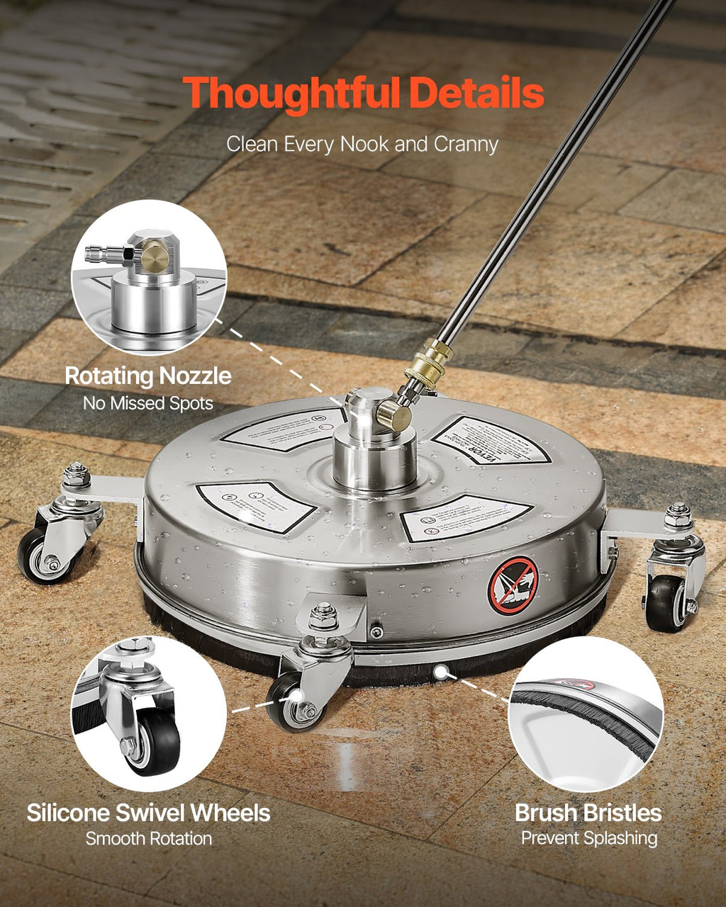 Aukšto slėgio plovimo įrenginio paviršių valytuvas VEVOR QD-XDP09, 4000 PSI