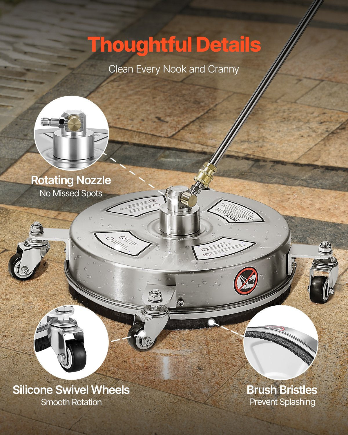 Aukšto slėgio plovimo įrenginio paviršių valytuvas VEVOR QD-XDP09, 4000 PSI