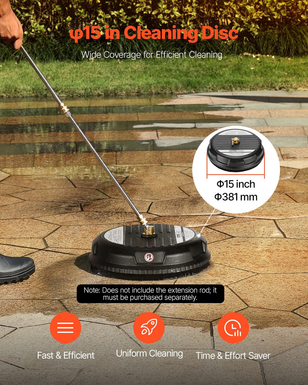 Aukšto slėgio plovimo įrenginio paviršių valiklis VEVOR QD-XDP06, 3000 PSI