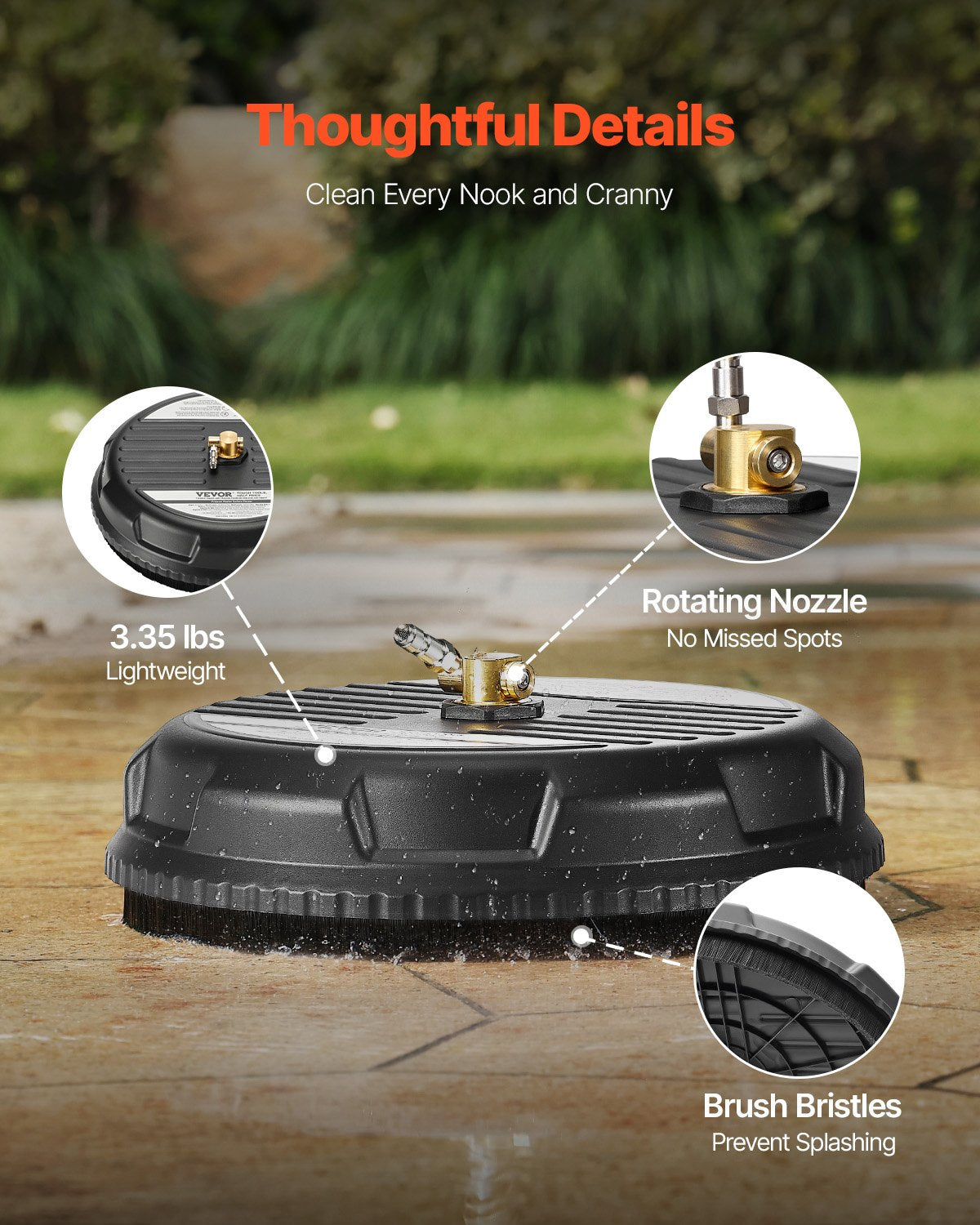 Aukšto slėgio plovimo įrenginio paviršių valiklis VEVOR QD-XDP06, 3000 PSI