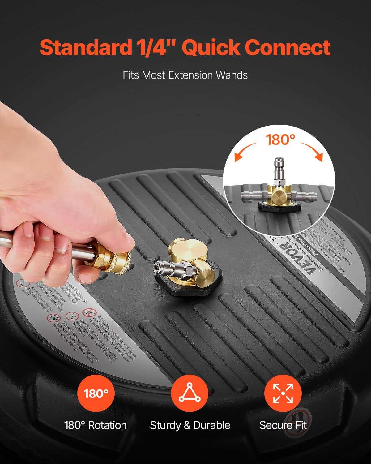 Aukšto slėgio plovimo paviršių valytuvas VEVOR QD-XDP06-L, 38 cm