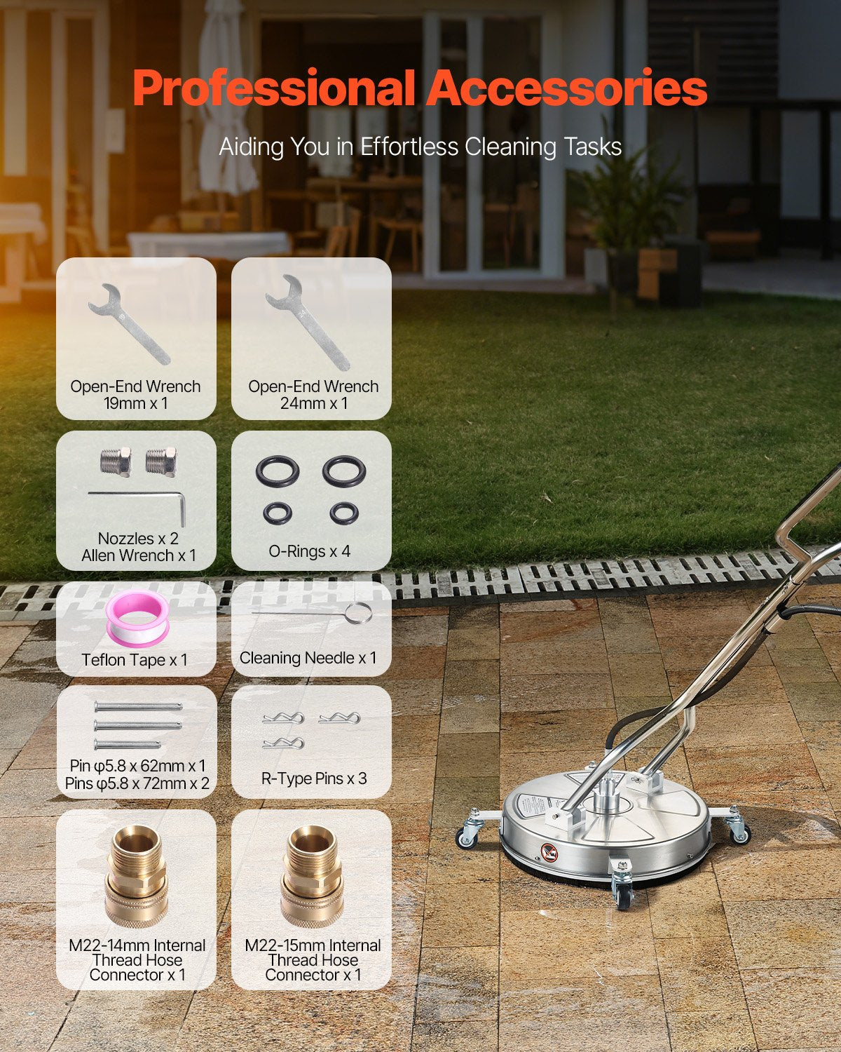 Paviršių valymo įrenginys aukšto slėgio plovykloms VEVOR QD-XDP15, 4000 PSI