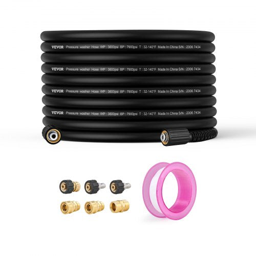 Aukšto slėgio plovimo įrenginio žarna VEVOR 1/4" PVC Hose-100ft-8 set, 30,5 m