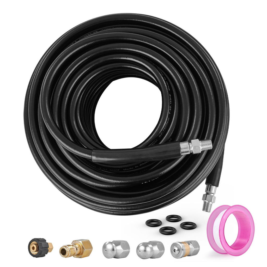 Aukšto slėgio plovimo žarna VEVOR 1/4" PE Hose-100ft-7 set, 30,5 m