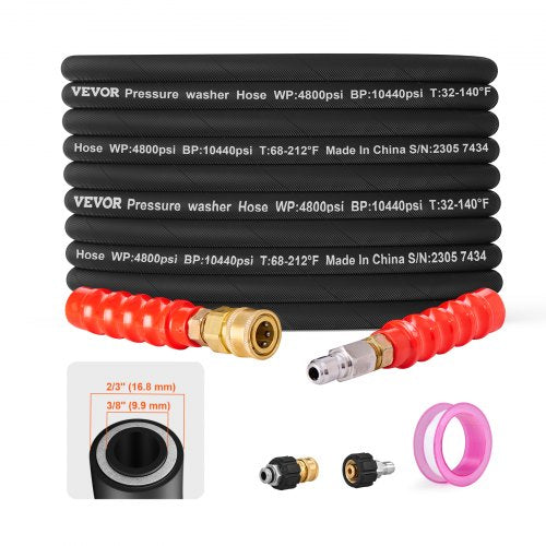 Aukšto slėgio plovimo žarna VEVOR 3/8" Wire Hose-100ft, 30,5 m