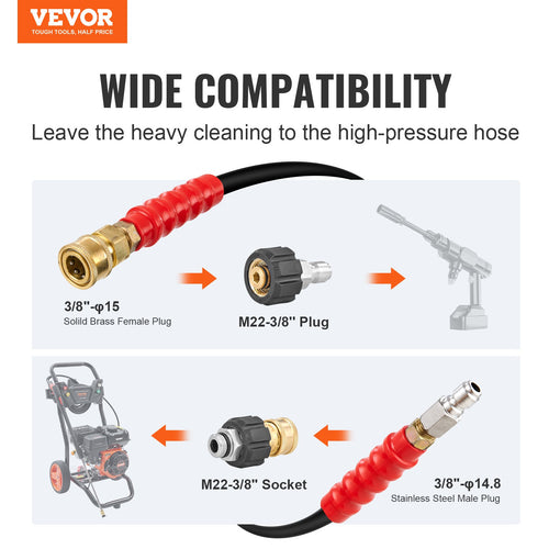 Aukšto slėgio plovimo žarna VEVOR 3/8" Wire Hose-100ft, 30,5 m
