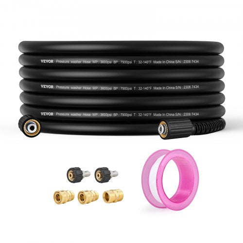 Aukšto slėgio plovimo įrenginio žarna VEVOR 1/4" PVC Hose-50ft-6 set, 15 m