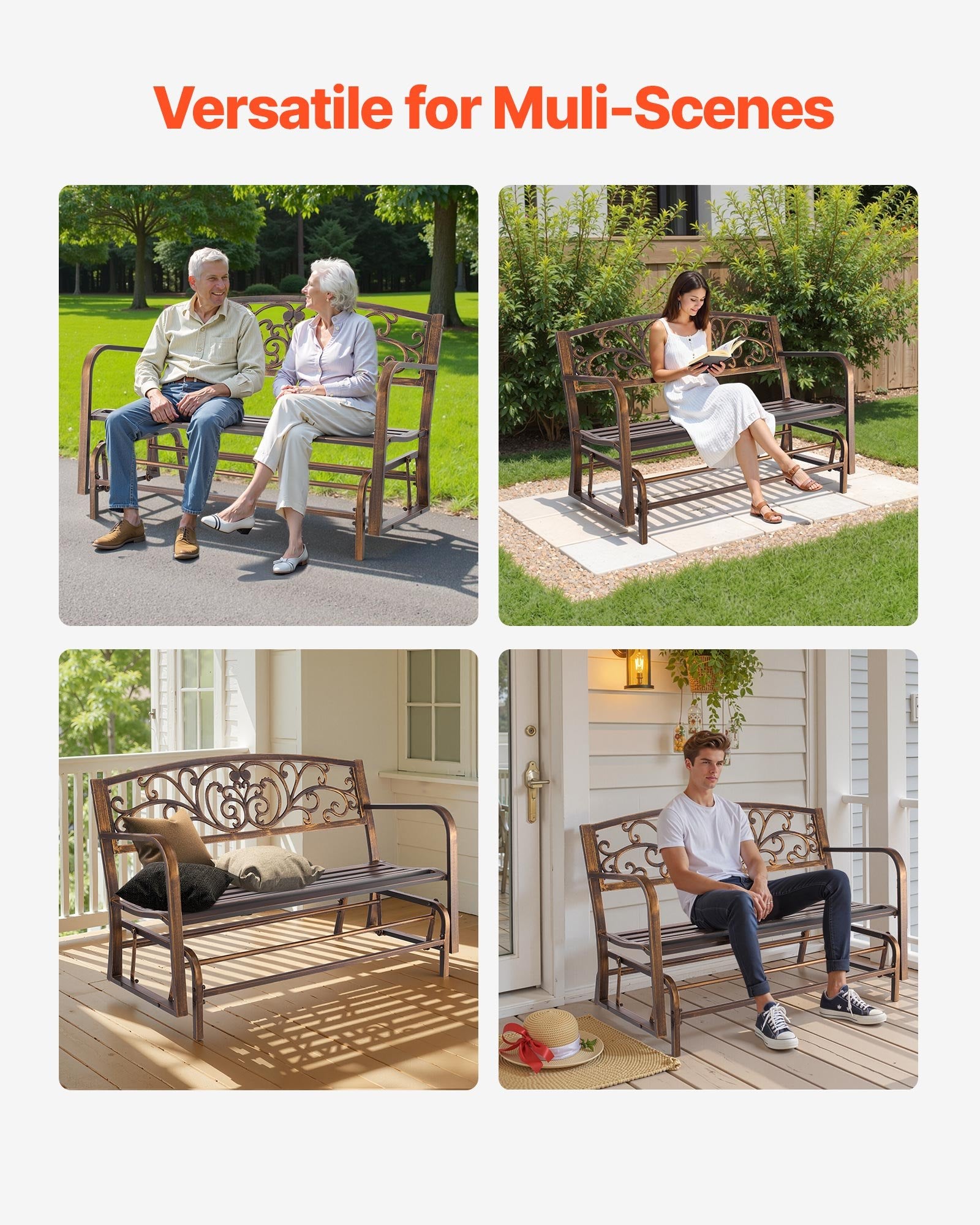 Lauko suolas-sūpynės VEVOR YS-7030BR, 127 cm