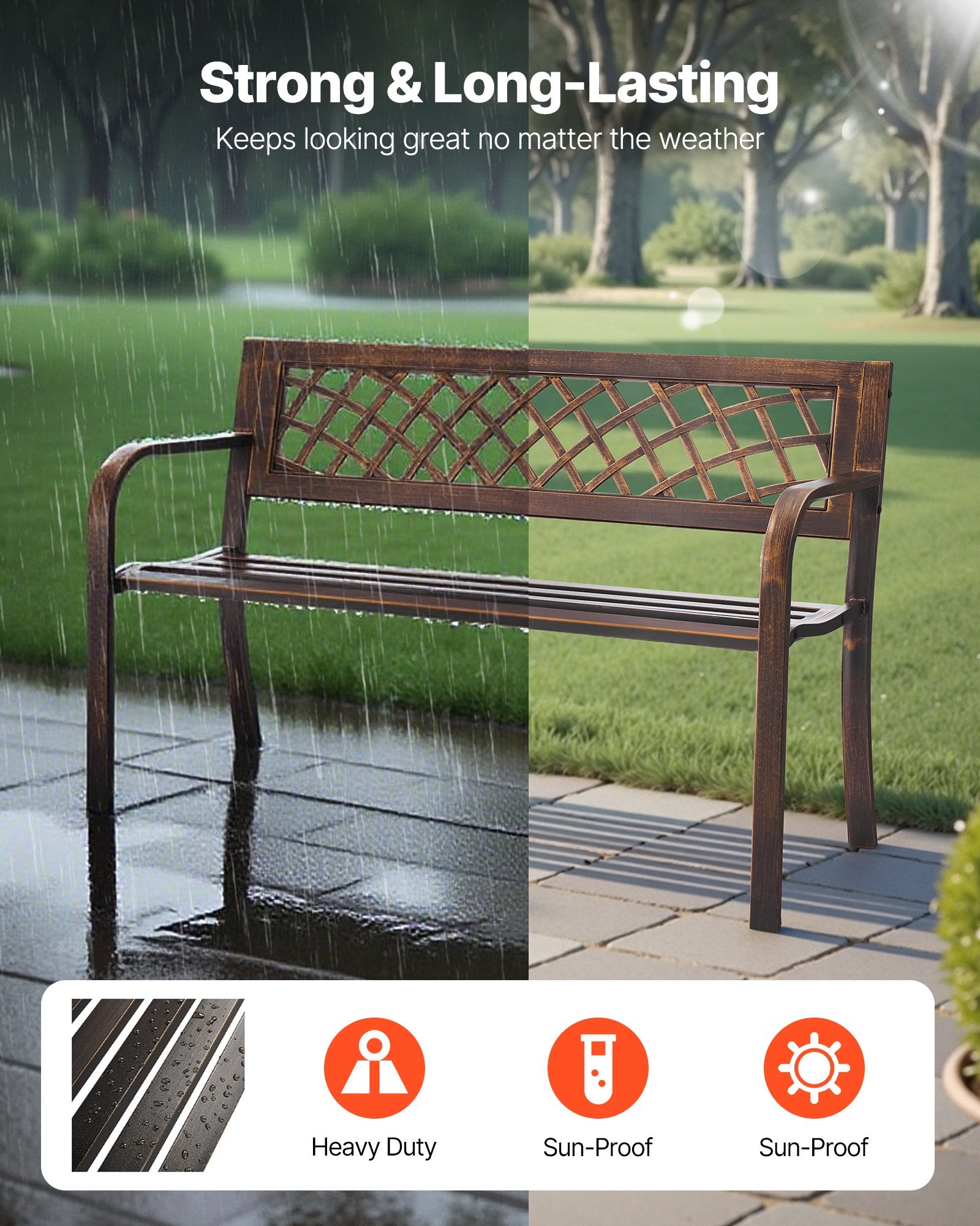 Lauko suolas VEVOR YS-7023BR, 116 cm