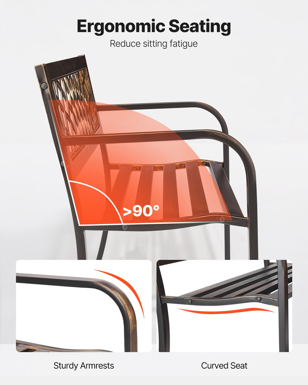 Lauko suolas VEVOR YS-7023BR, 116 cm