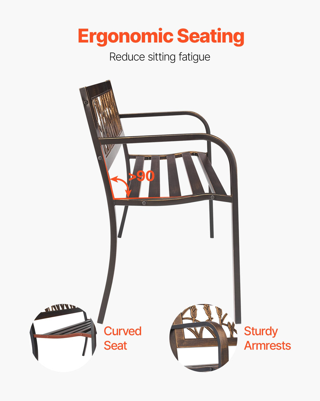 Lauko suolas VEVOR YS-7017BR, 127 cm