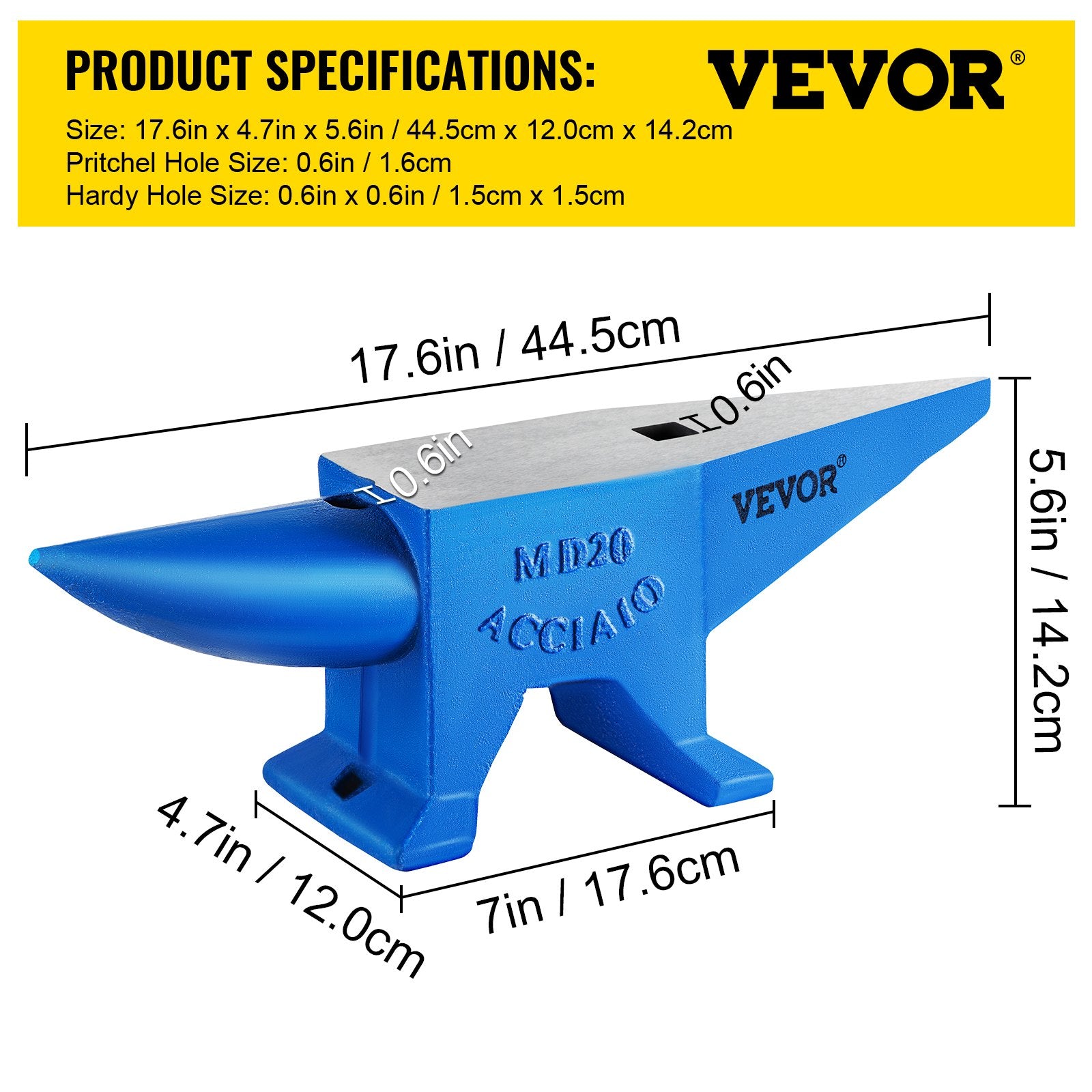 Priekalas VEVOR Single Horn, 20 kg