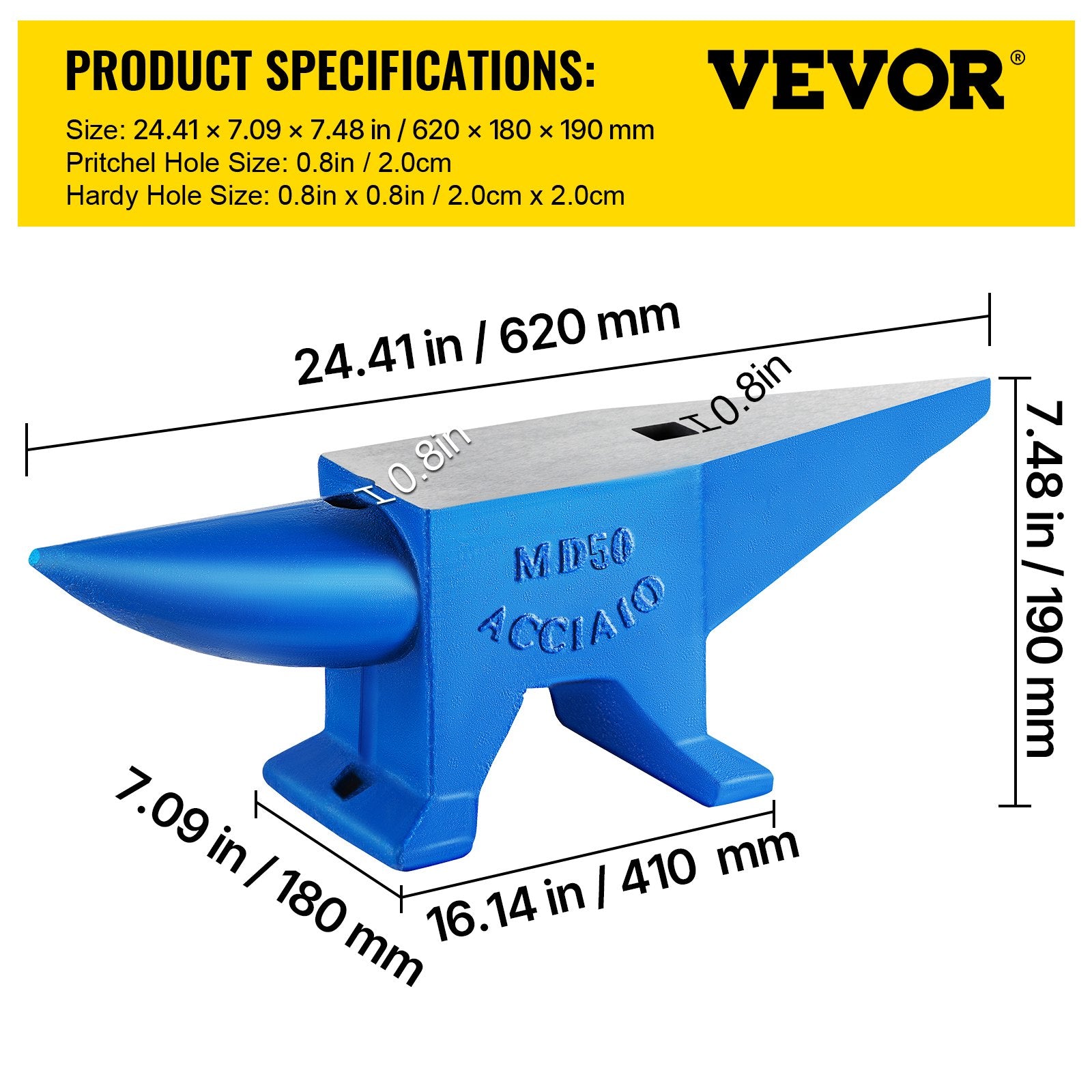 Priekalas VEVOR Single Horn, 50 kg