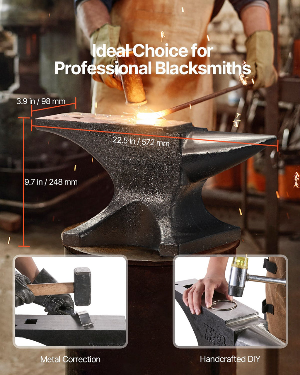 Lietas plieninis priekalas VEVOR GZJ110, 50 kg