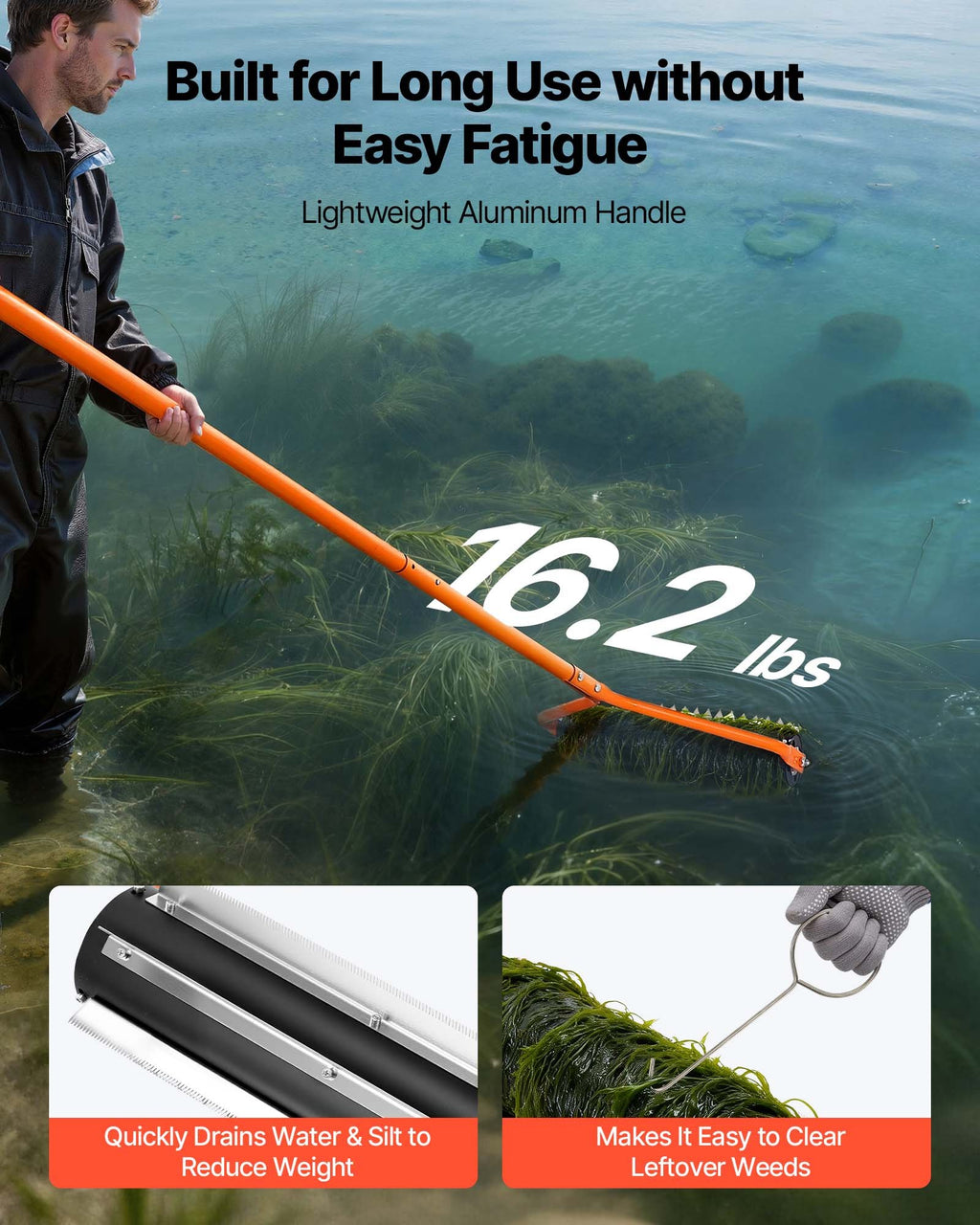 Ežero piktžolių ir dumblo naikintuvas VEVOR DBS-14.1ft, 4,3 m ilgio